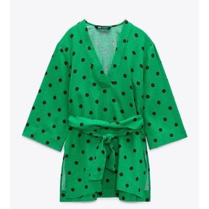 LINEN BLEND POLKA DOT KAFTAN